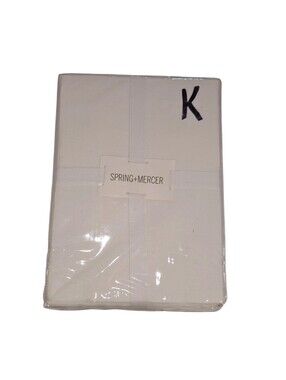 Spring+Mercer 100% Cotton Percale Duvet Cover Set King White Bedding Cottage